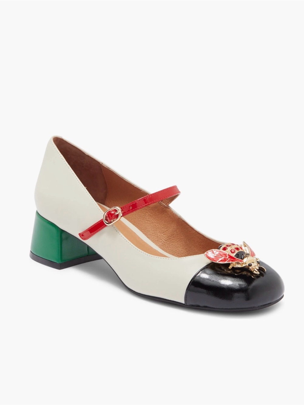 Jeffrey Campbell White Black Red Green Mary Jane Pump